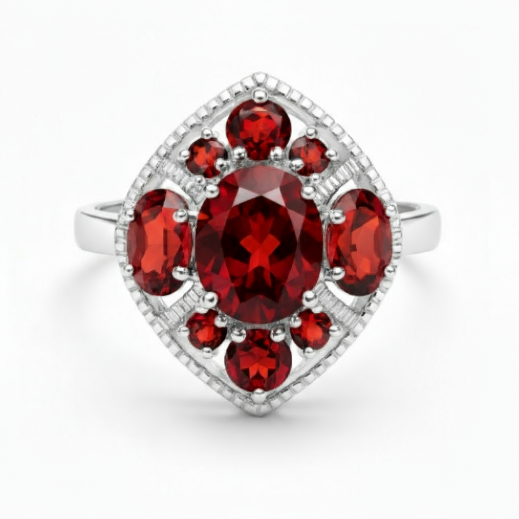 Garnet Cluster Ring