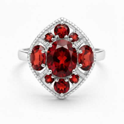 Garnet Cluster Ring