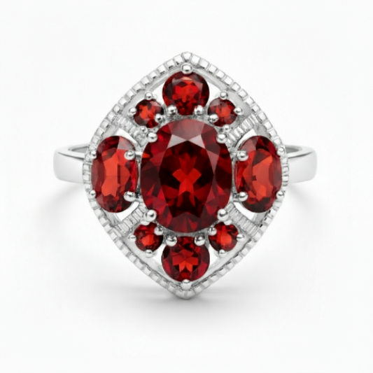 Garnet Cluster Ring