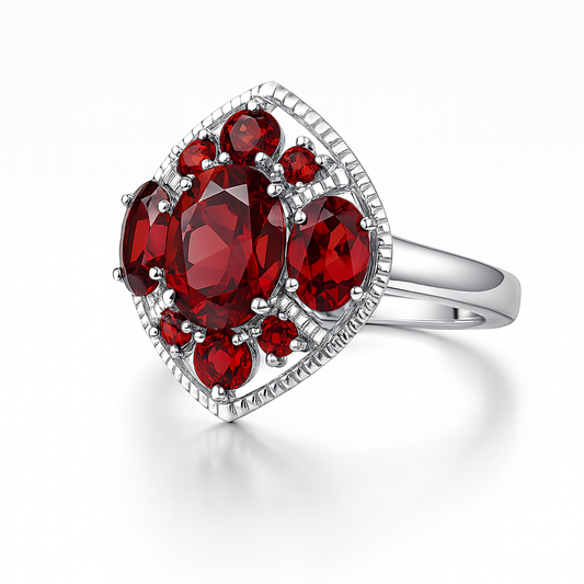 Garnet Cluster Ring