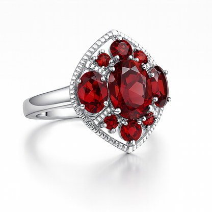 Garnet Cluster Ring